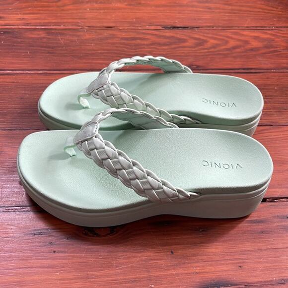 NWOT Vionic Sunrise Kenji braided leather platform flip flop sandal sz 6.5 - Picture 5 of 7